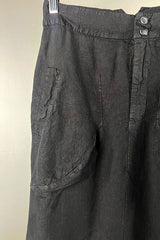 Transit Black Linen Skirt with Feature Pockets