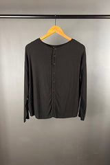 Transit Iconic Black Button-Back Top