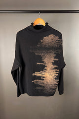 Transit Black knit with Tobacco Weave detail