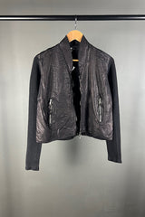 Transit Black Leather Panel Jacket