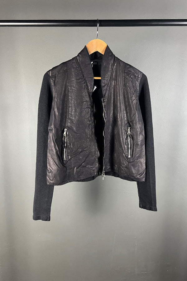 Transit Black Leather Panel Jacket