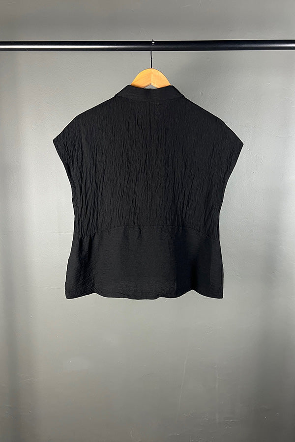 Transit Textural Black Short Sleeve Shirt