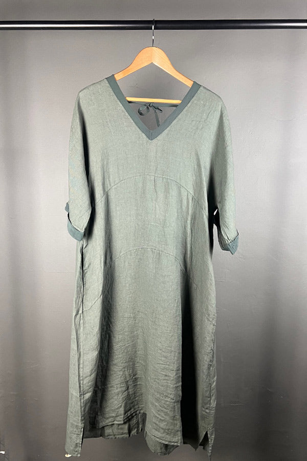 Transit Reversible Green Linen Dress