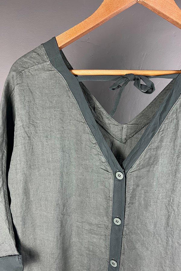 Transit Reversible Green Linen Dress