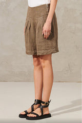 Transit Houndstooth Clay Linen Short