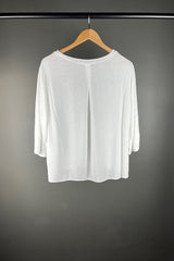 Transit White Linen Slub Blouse with Silk Detail