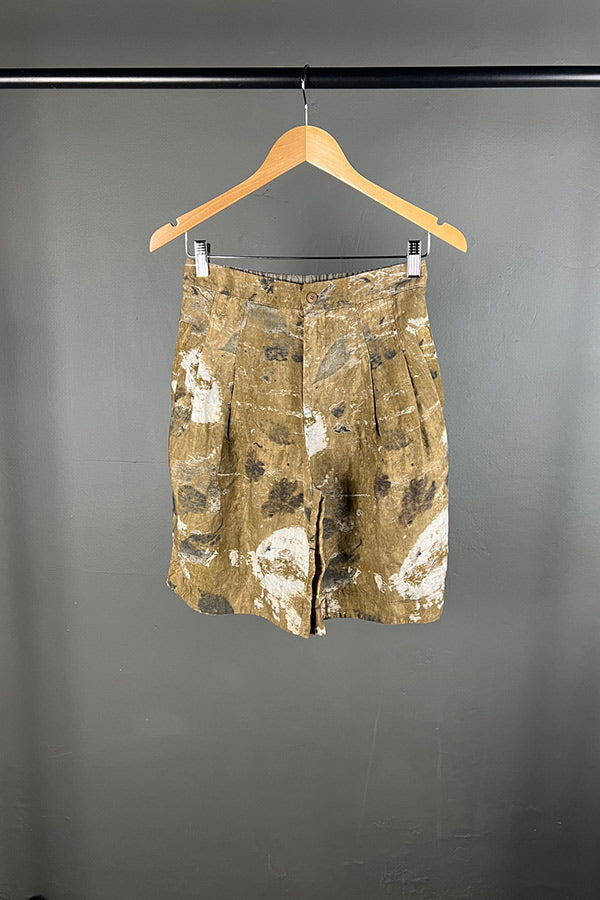 Transit Mustard Linen Print Shorts