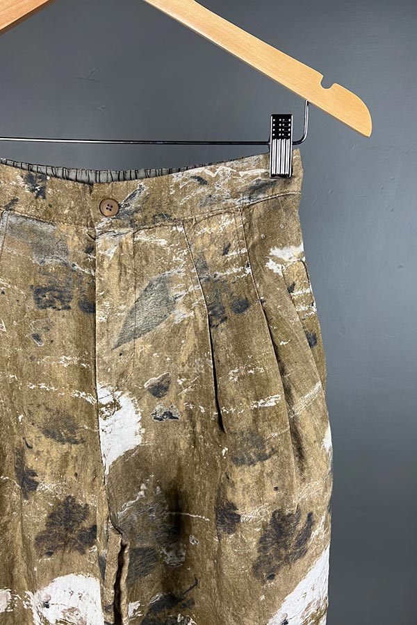Transit Mustard Linen Print Shorts