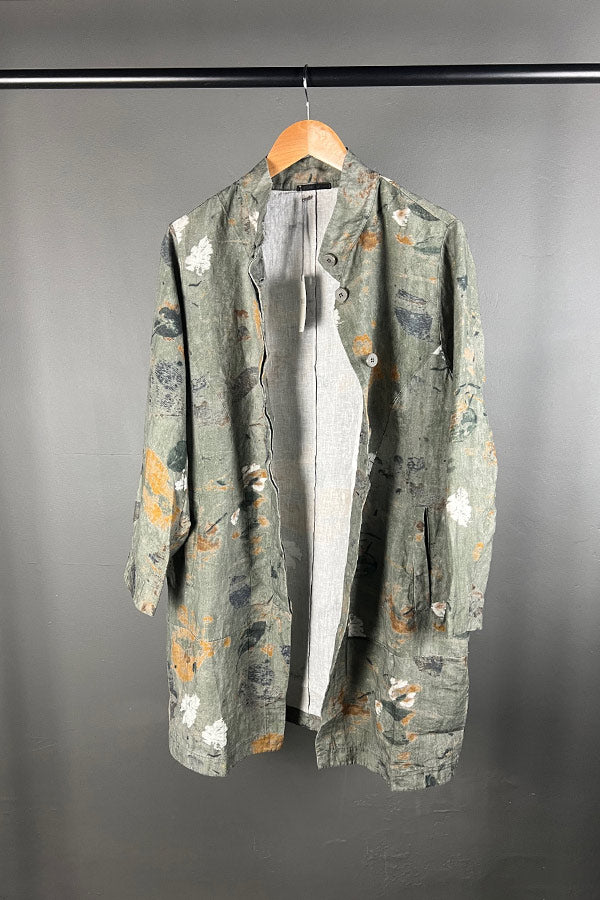 Transit Green Print Linen Coat