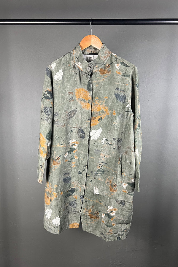 Transit Green Print Linen Coat
