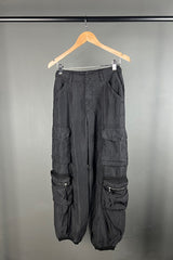 Transit Black Silk Cargo Pants