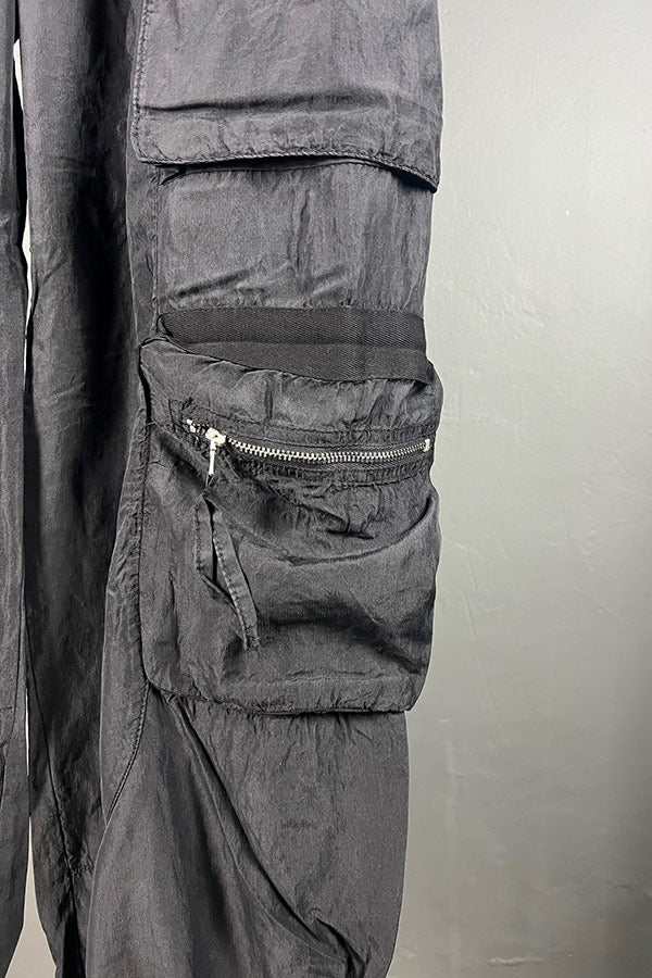 Transit Black Silk Cargo Pants
