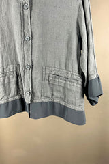 Transit Slate Blue Cropped Shirt Jacket