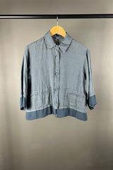 Transit Slate Blue Cropped Shirt Jacket
