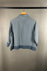 Transit Slate Blue Cropped Shirt Jacket