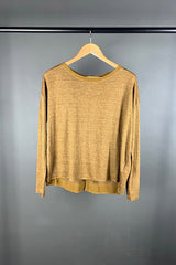 Transit Linen Button-Back Top in Mustard