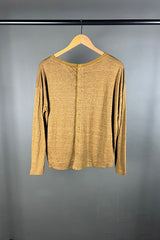 Transit Linen Button-Back Top in Mustard