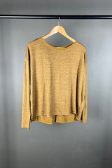 Transit Linen Button-Back Top in Mustard