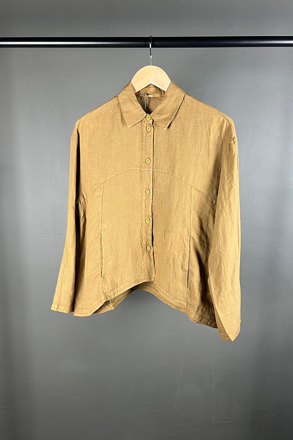 Transit Linen Shirt-Jacket in Mustard