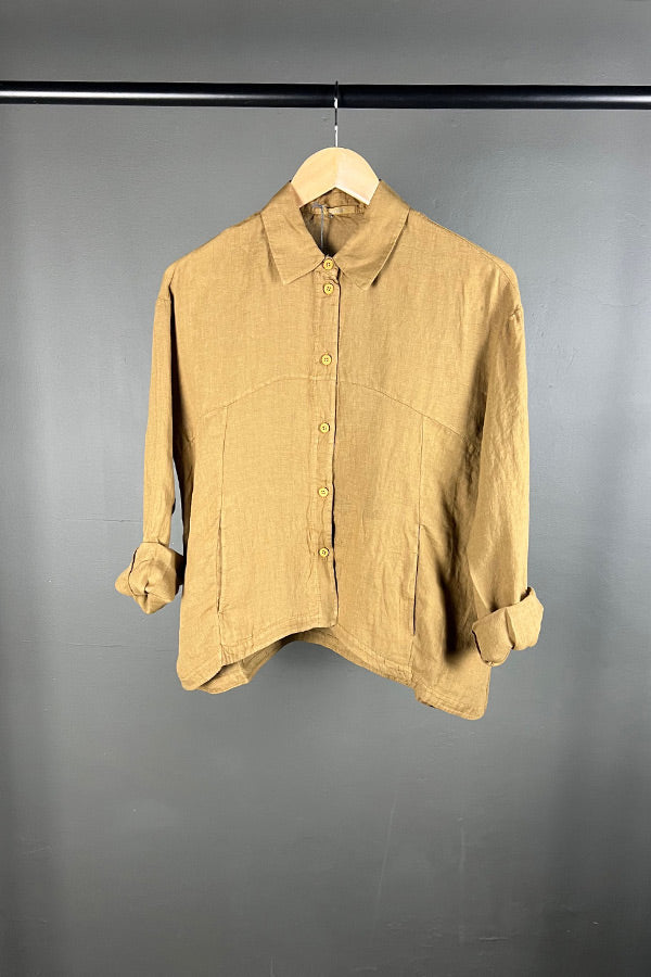 Transit Linen Shirt-Jacket in Mustard