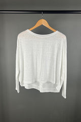 Transit White Linen Button-Back Top