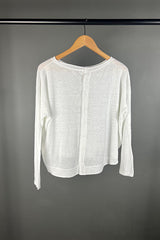 Transit White Linen Button-Back Top