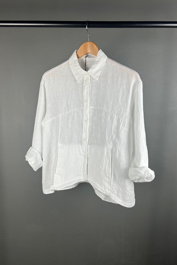 Transit Linen Shirt-Jacket in White