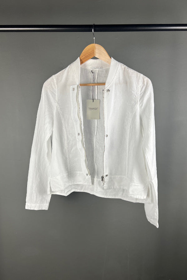 Transit White Linen Zip Jacket