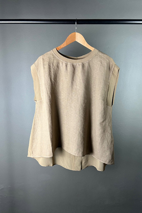 Transit Clay Linen Top with Viscose Back