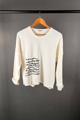 Tzusk White Cropped Jumper with Black Scribble