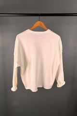 Tzusk White Cropped Jumper with Black Scribble
