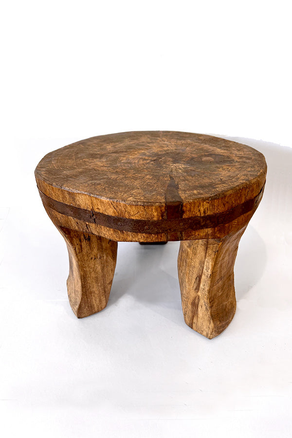 Large Hand-carved Wooden Stool from Nagaland